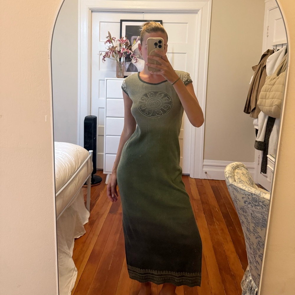Elegant Green Ombre Maxi Dress Knitworks size small